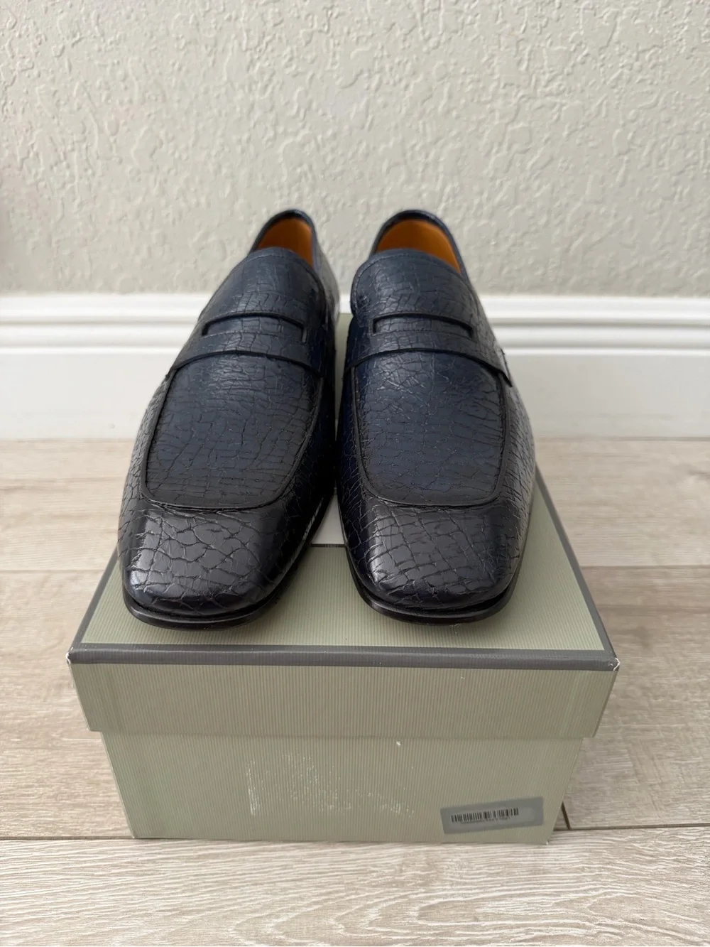 Men's 11.5 tom ford Dark Teal Croc-Embossed Penny Loafers